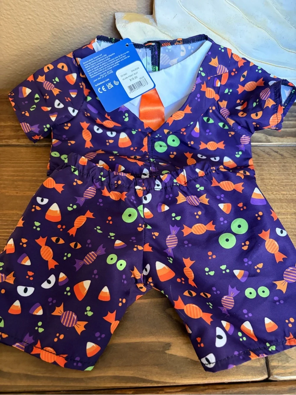 Build a Bear Halloween Orange Tie Out Fit CUTE! NWT